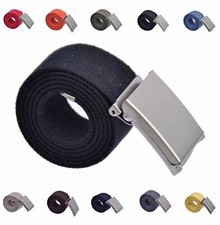 Stoffgürtel Canvas Gürtel 100-150 cm  Klappverschluss Matt Silber  B: 4cm  Sklp 
