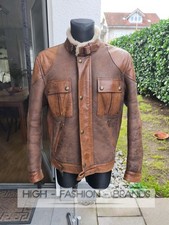 BELSTAFF Gangster Shearling Lederjacke, Gr. 54 oder L, Lammfell vintage Brown