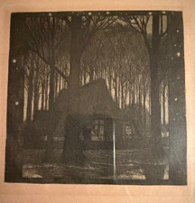 Heinrich Vogeler " Märznacht"  1899  Radierung gerahmt 