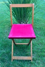 Kinder Camping Garten Klappstuhl Holz Stoff  Vintage