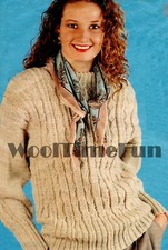 Strickmuster Damen Pullover/Pulli klassisches Zopfmuster. DK Garn.