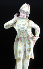 Antike Porzellan FIGUR Rokoko Stil Handbemalung Bisquitporzellan signiert 23cm