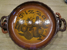 Pizzateller Vintage aus Keramik (braun)