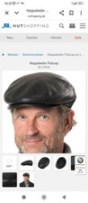 Herren Flatcap Nappaleder Schwarz Gr. 61