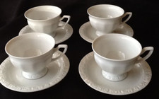 4x Rosenthal Classic Rose Maria weiß Tee Kaffeetassen mit Untertassen Neuwertig