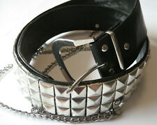 GÜRTEL NIETENGÜRTEL PYRAMID RIVET BELT PYRAMIDEN MIT KETTEN 3 REIHEN 3 ROWS # 8