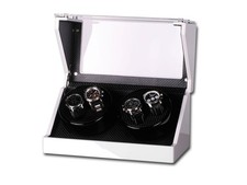 Uhrenbeweger "Screws" für 4 Uhren Klavierlack Carbon   WatchWinder White