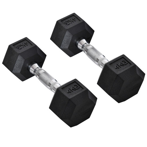 Hanteln 2x4kg schwarz - , gummi