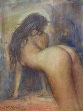 GERRY MILLER. Aquarell. "Akt"