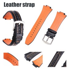 15x27mm Schwarz Leder Uhrenarmband passt für Seiko Sportura mit Werkzeug！