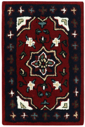 Wollteppich 40x60 rot - rot, beige