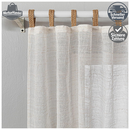Vorhang beige leinenoptik - vorhang,