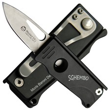 Maserin Mini Messer kleines Klappmesser "SGHEMBO LINE" schwarz mit Gürtelclip