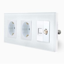 Schuko Steckdose LAN Netzwerk SAT Dose Wandsteckdose Glasrahmen UP LUXUS-TIME