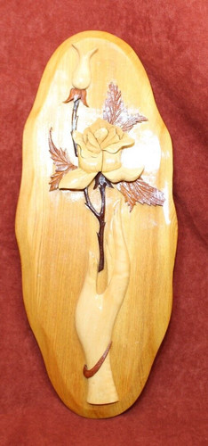 Retro holzbild rose - 3d-holzbild, der