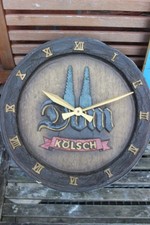 Fassboden Uhr Werbeschild  DOM Kölsch Kunststoff Holzoptik Brauerei Bierfaß Deko