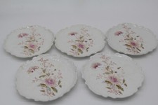 5er Set kleine alter Kuchenteller Blumendekor rosa Ornament Gebäckteller