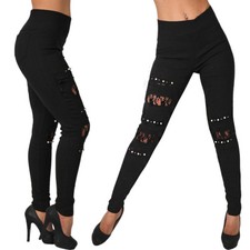 Jeans Hose Punk Risse Schlitze