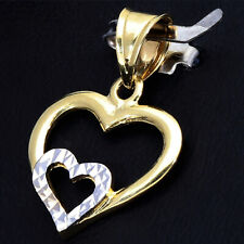 Wunderschöner Herz Anhänger 585 14 K ECHT GOLD Bicolor Weissgold Liebe NEU