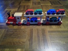Holz Zug Eisenbahn Autotransporter Autos