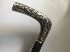 Alter Regenschirm mit Silbergriff 800 Halbmond und Krone CESCH