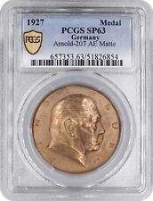 Weimarer Republik Bronzemedaille 1927, PCGS SP63, "Hindenburg 80. Geburtstag“