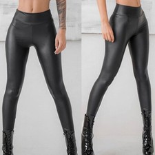 Damen Skinny PU-Leder Leggings