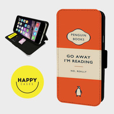 LESEBUCH ZITAT - Kunstleder Klapp Handy Hülle Cover - iPhone/Samsung ORANGE