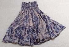 100% Seide Sommer Kleid Frauen Gr. S 36 ärmellos Paisley Muster blau creme breit