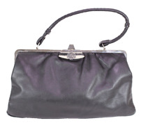 Vintage Damen Tasche Leder schwarz silber Henkeltasche Boho 50's elegant PB382