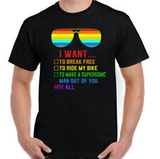 FREDDIE MERCURY T-SHIRT, LGBT I Want to Break Free Gay Pride Queen Fahrrad Liebe