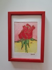 Seidenmalerei Bild mit Holzrahmen 12×16cm