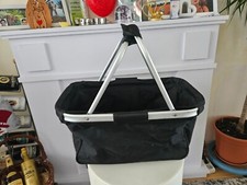 SIYUAN Picknickkorb faltbarer Einkaufskorb 24L - Schwarz - 40x31x17,5 cm