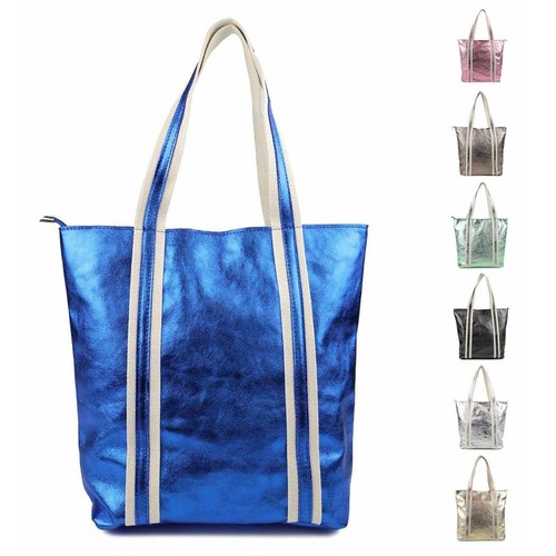 Damen leder tasche metallic - leder,