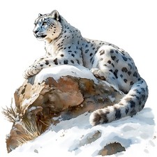 2x Sticker Schneeleopard