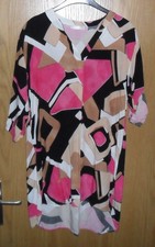 Italy Damen Long Tunika Bluse pink braun schwarz weiß  Gr. 42 44 XL