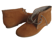 Damen Schuhe Schnürer Booties Boots Deerberg Gr 40 cognac braun orange Leder