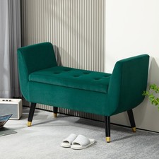 HOMCOM Luxus Sitzbank Polsterbank mit Stauraum Armlehnen Polyester Holz