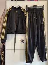Original Adidas Damen Jogger Jogging Anzug Schwarz/ Gold