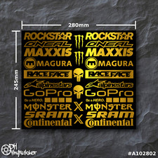 Sponsoren Stickersatz Gold | Aufkleber Set Fahrrad eBike BMX eMTB Helm