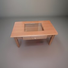 Couchtisch mit Glaseinsatz Ahorn massiv 