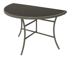 Wandtisch halbrund schwarz Glas 110x58cm modern Konsole Stahlgestell FRG