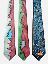 3 Seiden Krawatten, Schlipse aus Sammlung, Unikate Handgefertigt