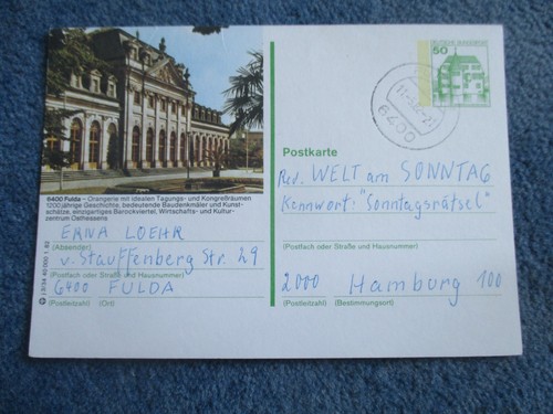 Bildpostkarte fulda - bildpostkarte,
