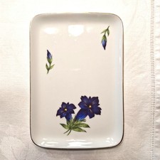 Rechteckige Platte * Bavaria Johann Seltmann Vohenstrauß * Enzian*  Goldrand