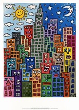 A great place to live Sonne Mond NY Empire Kunstdruck Poster Plakat Rizzi 116