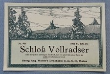 altes Weinetikett Musteretikett Etikett Label Schloß Vollradser Weinranken 1920