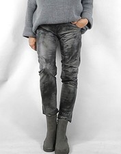 Coole weiche Kunstlederhose 5 Pocket Faux Leather Farbverlauf Anthrazit Grau