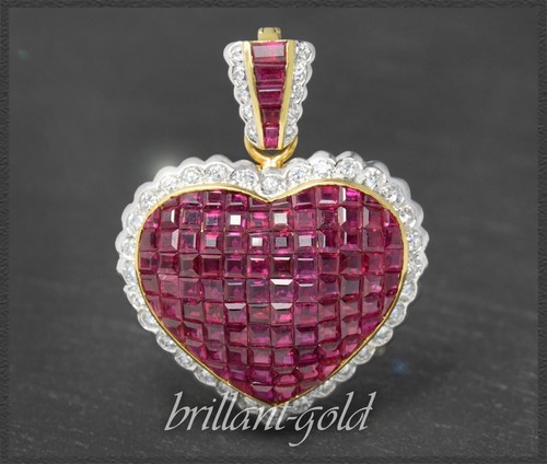 Diamant rubin herz anhänger - diamant, &