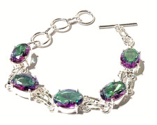 REGENBOGEN MYSTIC TOPAS  Edelstein HANDGEFER 925 Sterlingsilber Schmuck Armband1